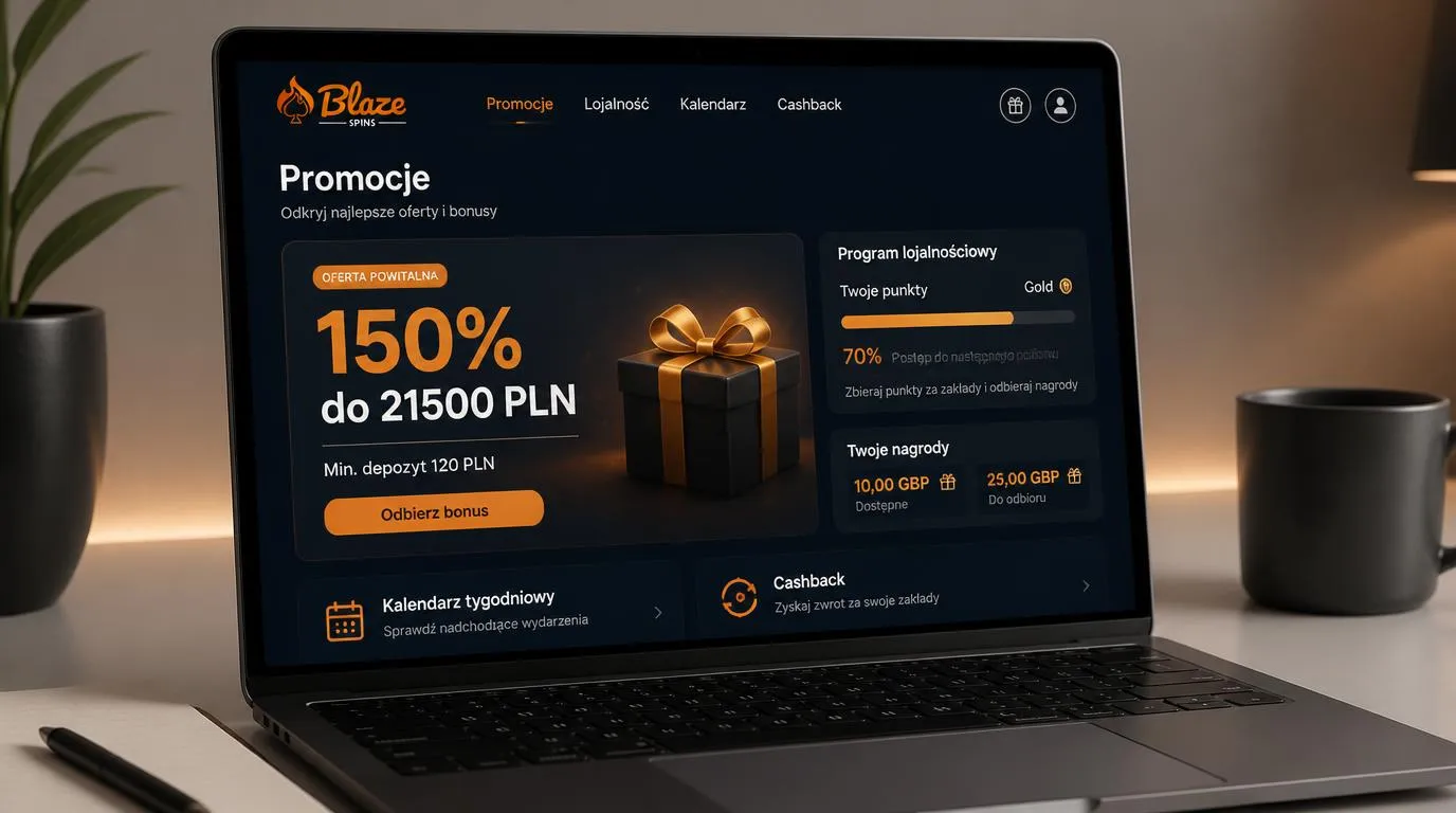 Ekran promocji kasyna z bonusem 150% do 21500 PLN, depozytem 120 PLN i kartą programu punktowego